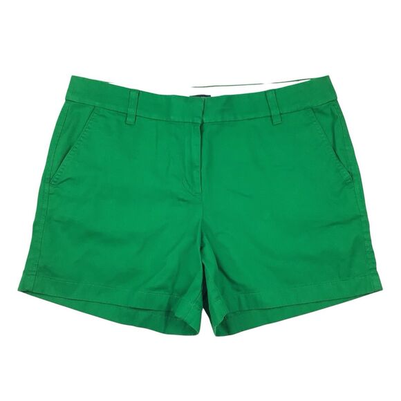 J Crew Women Chino Shorts Size 10 Kelly Green Preppy Beach Classic 5" Inseam - Picture 1 of 8